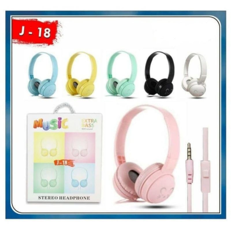 headphone lucu extrabass headset bando sport headphones murah j18