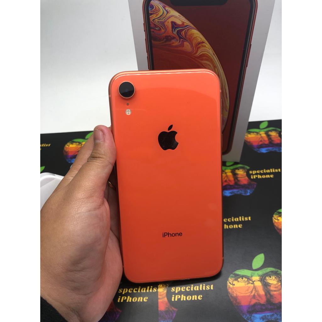 Jual Iphone Xr 64GB Coral fullset ex inter original dijamin lcd