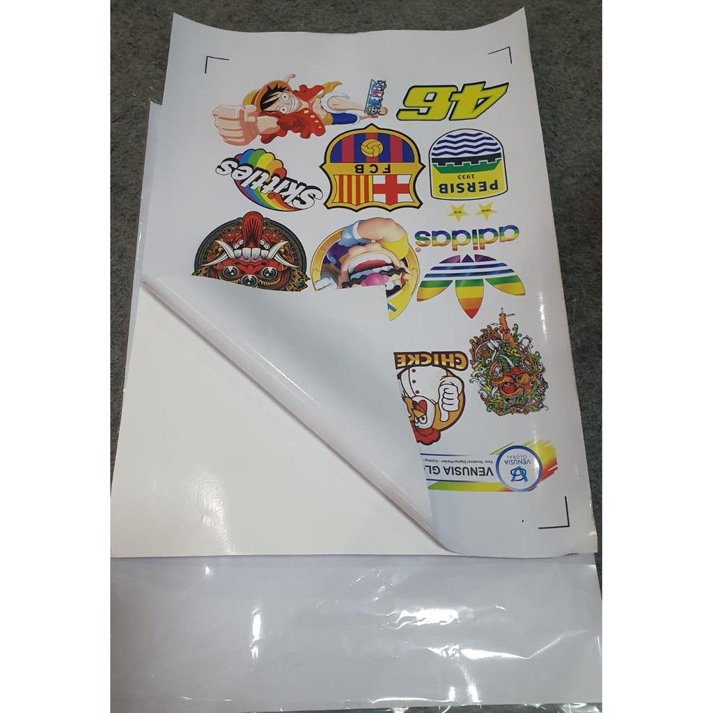 Jual Bahan Sticker Vinyl Inkjet Putih Glossy Lembar Folio 21,5 x 33cm