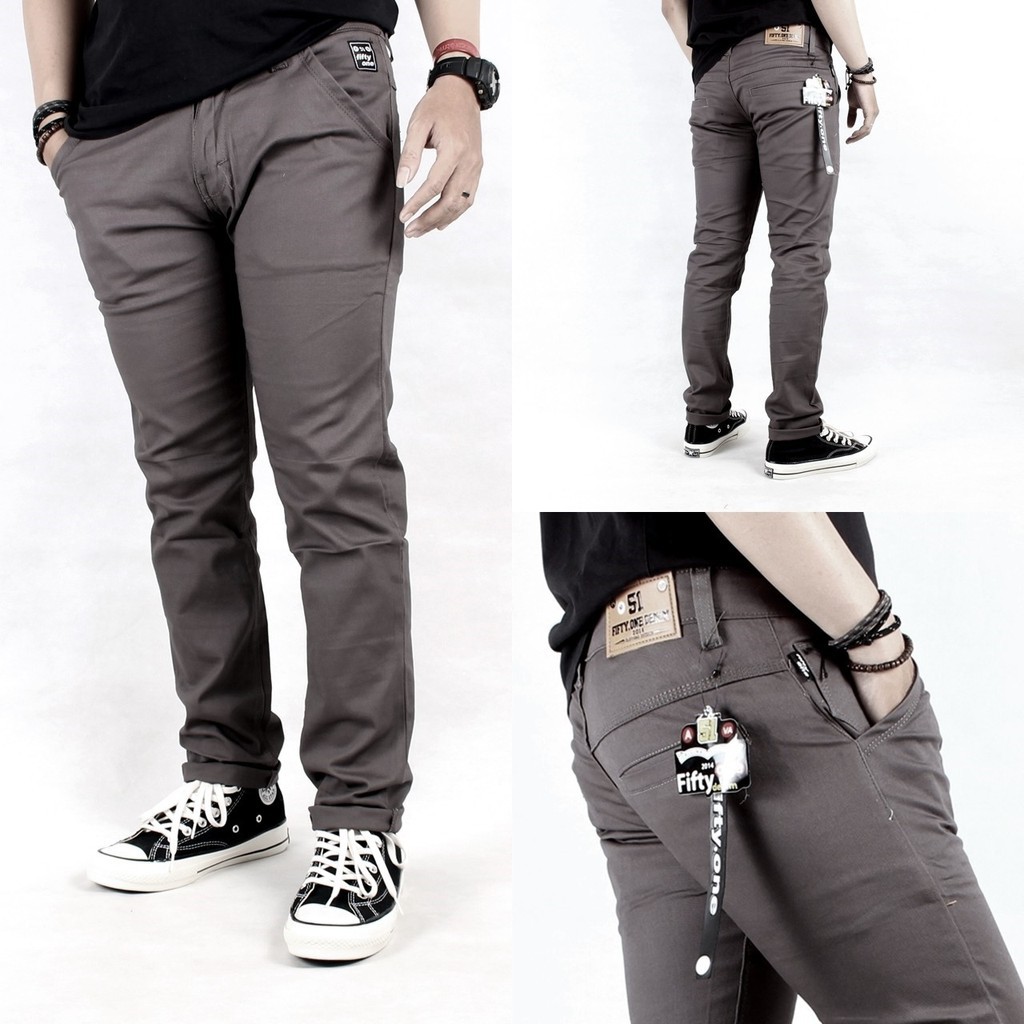 CELANA CHINO Panjang pria Slimfit KERJAHARIAN Santai