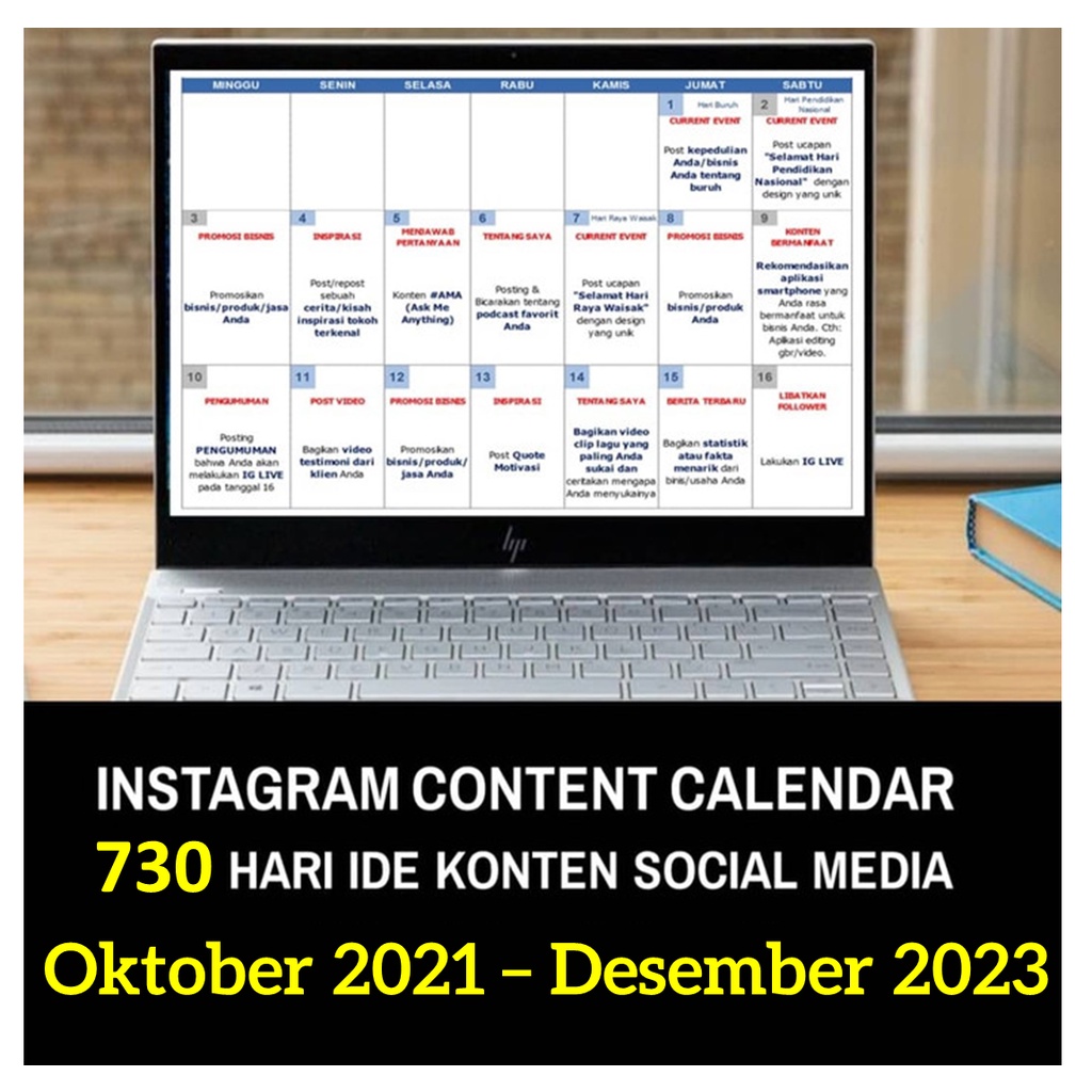 contentkalender 2023 Jual Konten Kalender Sosial Media 2 Tahun (2021/2023) Indonesia|Shopee Indonesia