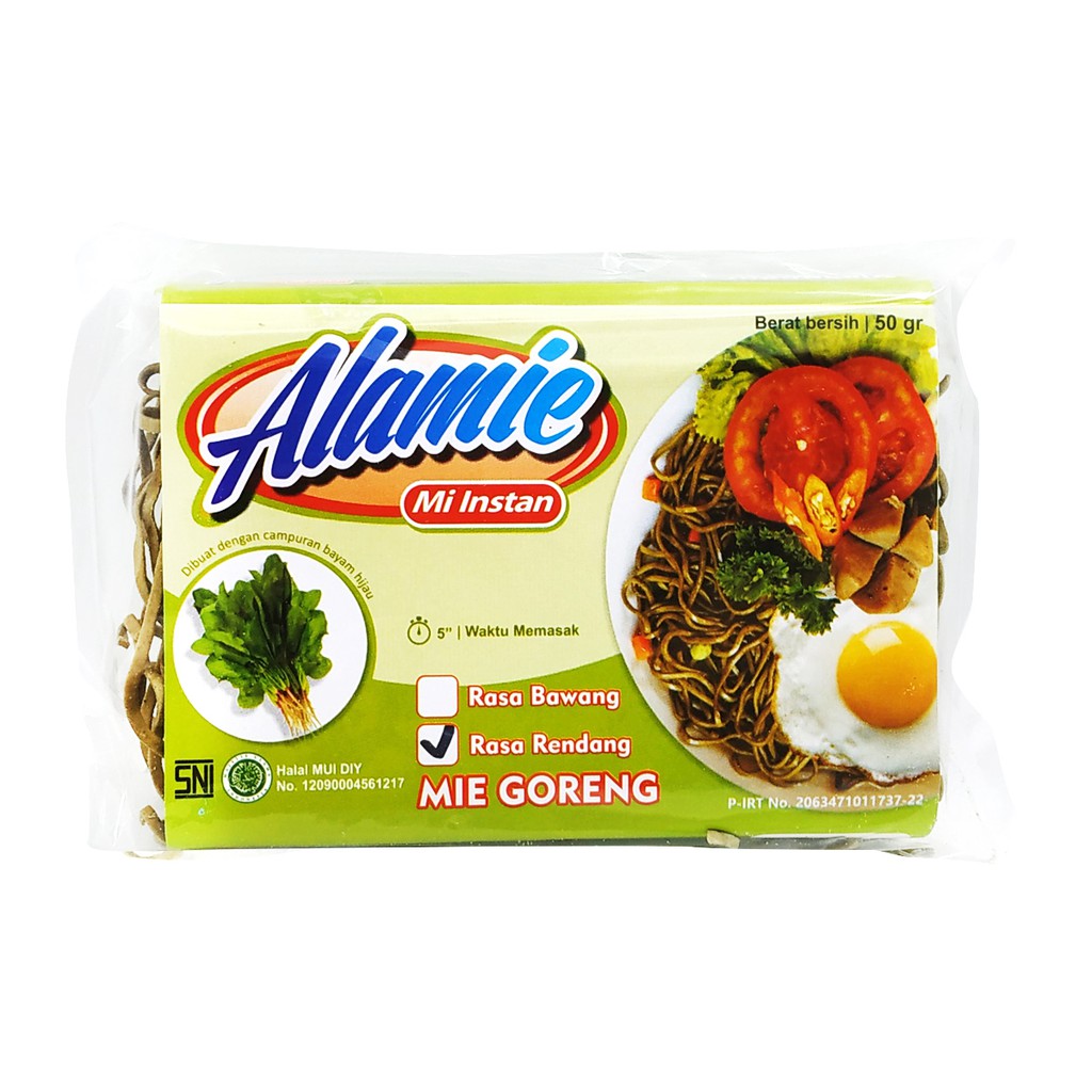 Alamie Mie Bayam Hijau Goreng Rendang 50gr Mie Sehat Shopee Indonesia