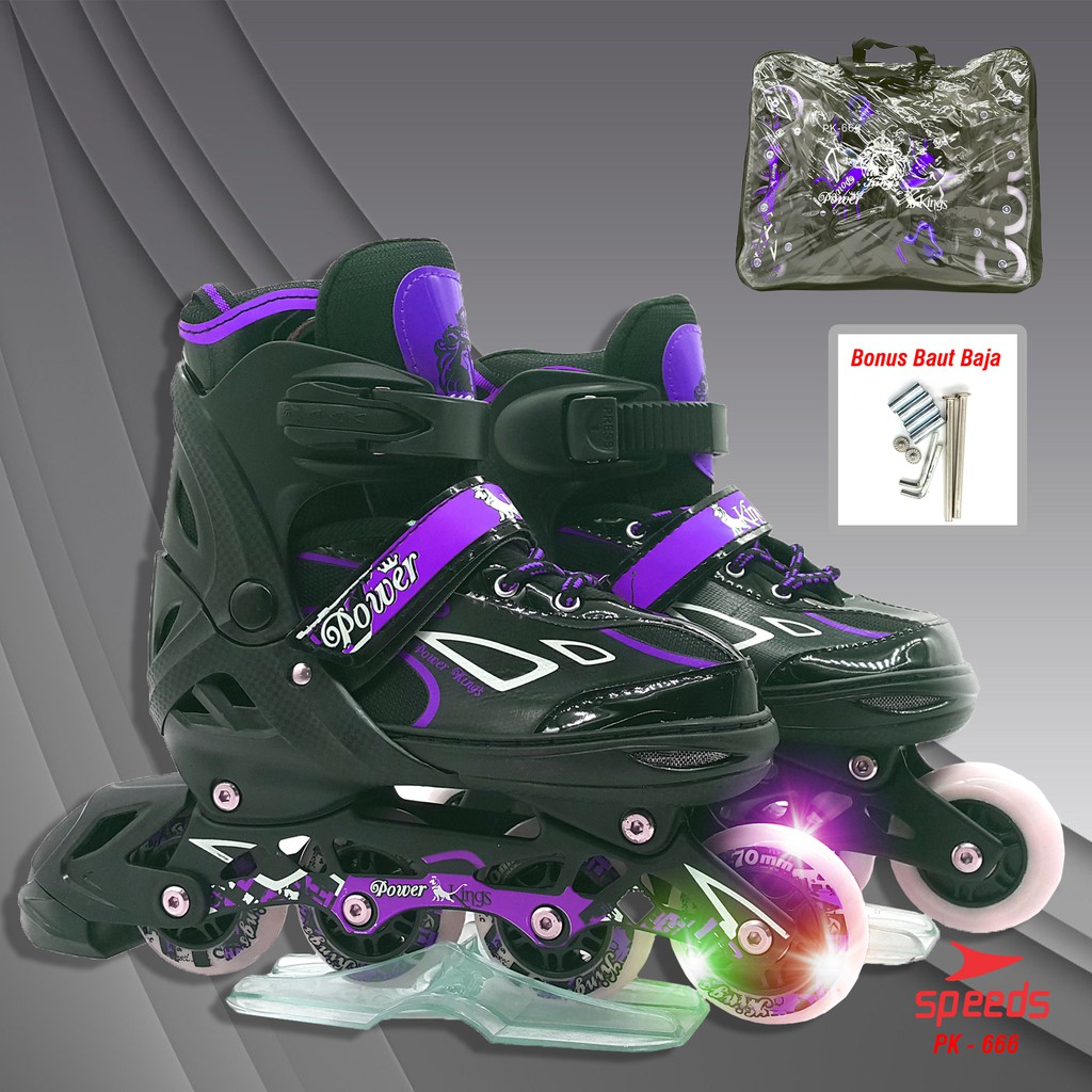 Sepatu Roda Anak Lampu Remaja Inline Skate PU Nyala PK666 High Quality