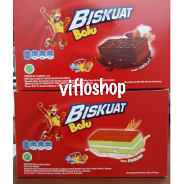 Biskuat Bolu Coklat / Pandan Kemasan Box (12 x 16 gram) Shopee Indonesia