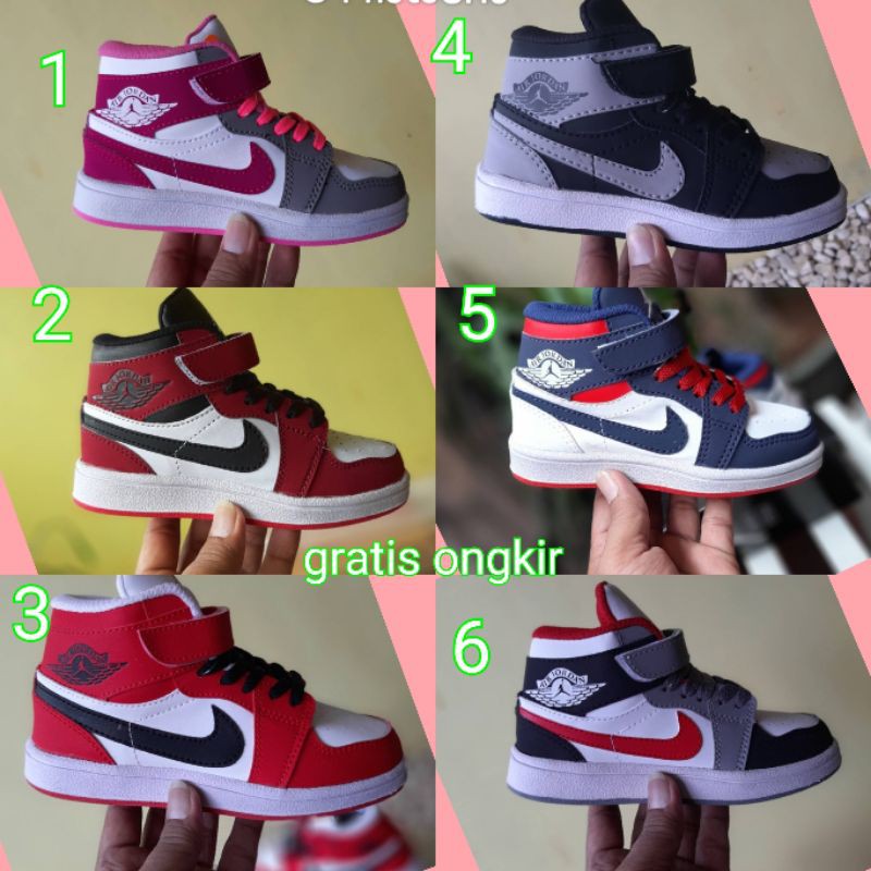 NIKE AIR JORDAN 1 HIGT SEPATU ANAK MULTI COLOR COWOK CEWEK SIZE 25 SD