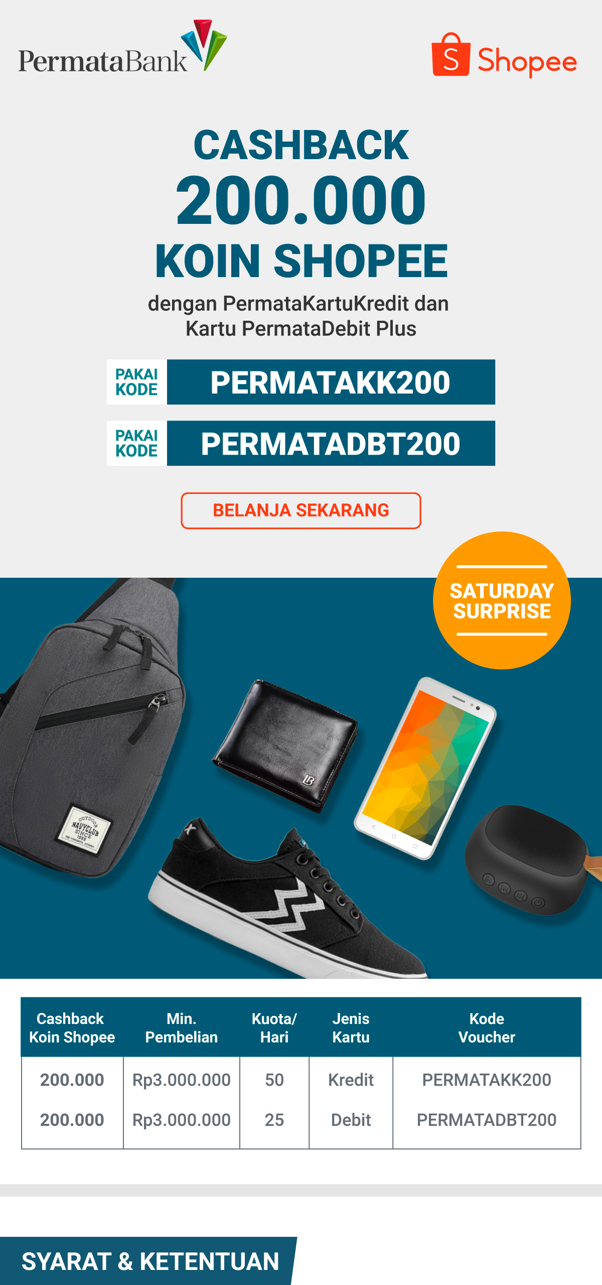 Cashback 200RB Koin Shopee Pakai Kartu Debit dan Kredit