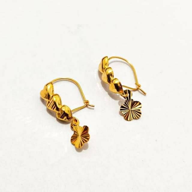 Anting emas asli kadar 700 model cristal bunga Shopee