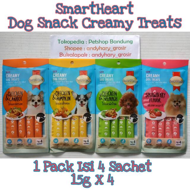 SmartHeart Dog Creamy Treats Snack 60gr Per Pack Cemilan Anjing Lembut