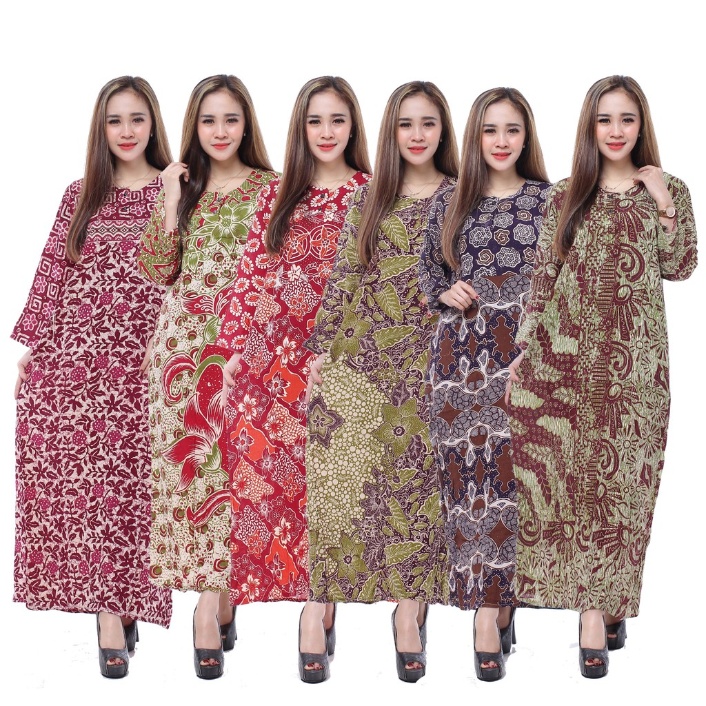 Daster Kencana Ungu Batik Motif Abstrak Leher Kancing