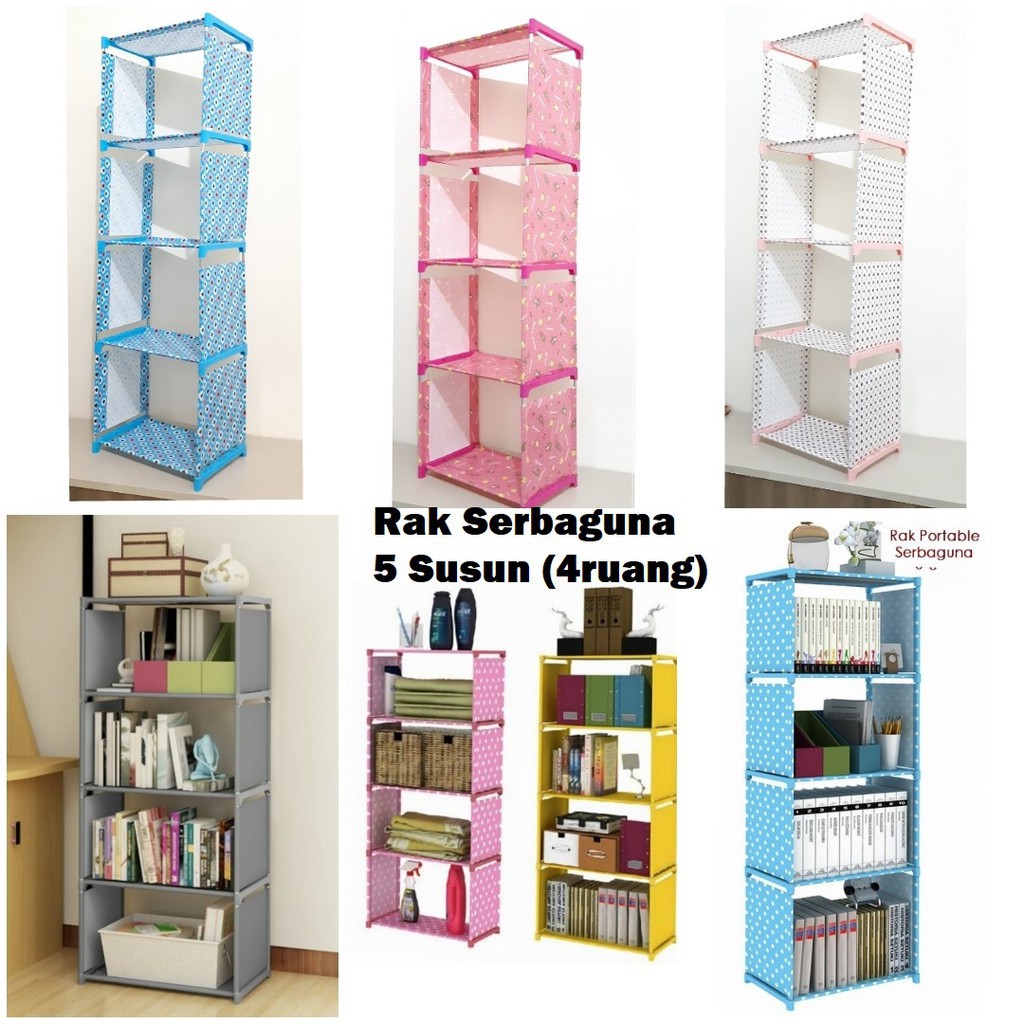 Murah Rak Buku Serbaguna 5 Susun ( 4 Ruang ) / Lemari Buku