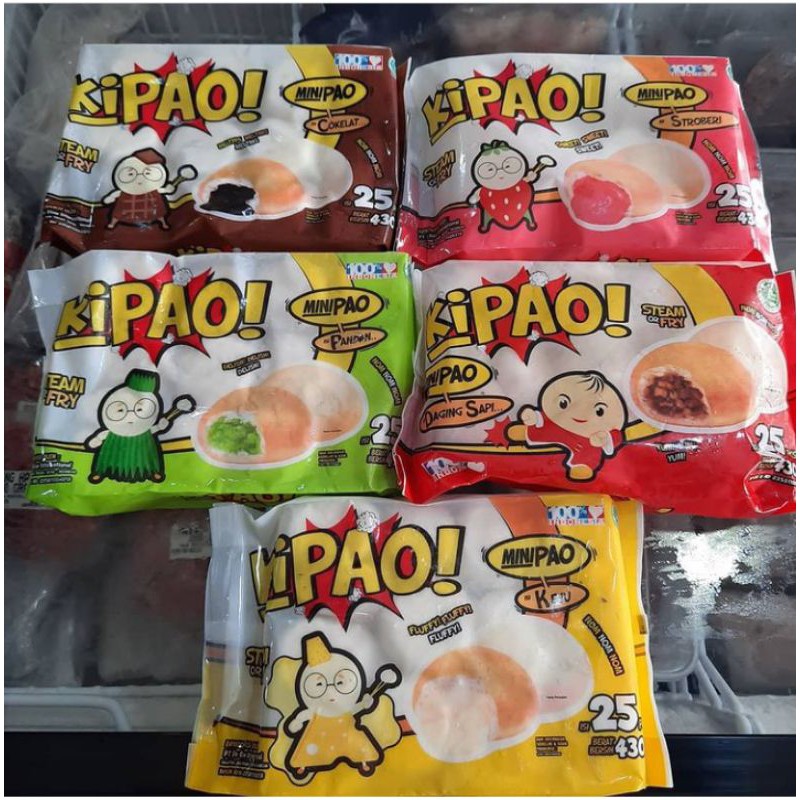 KIPAO MINI PAO BAKPAU COKLAT/DAGING SAPI /AYAM/STRAWBERRY /PANDAN