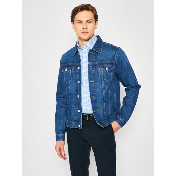 Jual Tommy Hilfiger - Jaket Jeans Pria - Denim Trucker Jacket - Biru, Xl | Shopee Indonesia