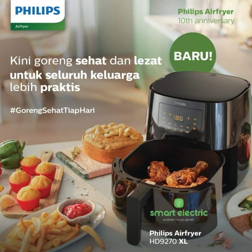 Jual Philips Air Fryer XL HD9270/90 Digital Spectre Less Fat Rapid Air