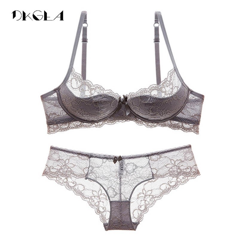 Jual New Hot Gray Sexy Underwear Women Set Cotton Brassiere Lace Bra Sets  34 36 38 Black Lingerie Indonesia|Shopee Indonesia