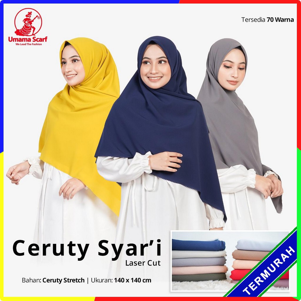 Hijab Segi Empat Syari Ceruty 140x140 Umama Scarf Shopee Indonesia