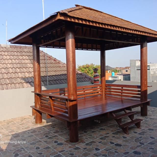 Gazebo ukuran 2x3 gazebo kayu kelapa gazebo taman gazebo minimalis saung  gazebo | Shopee Indonesia