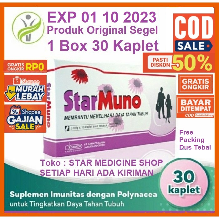 30 oktober 2023 Jual Starmuno 1 Box (Oktober 2023) 30 Kaplet Original Tambah Imun Tubuh Vitamin Flu Batuk Indonesia|Shopee Indonesia