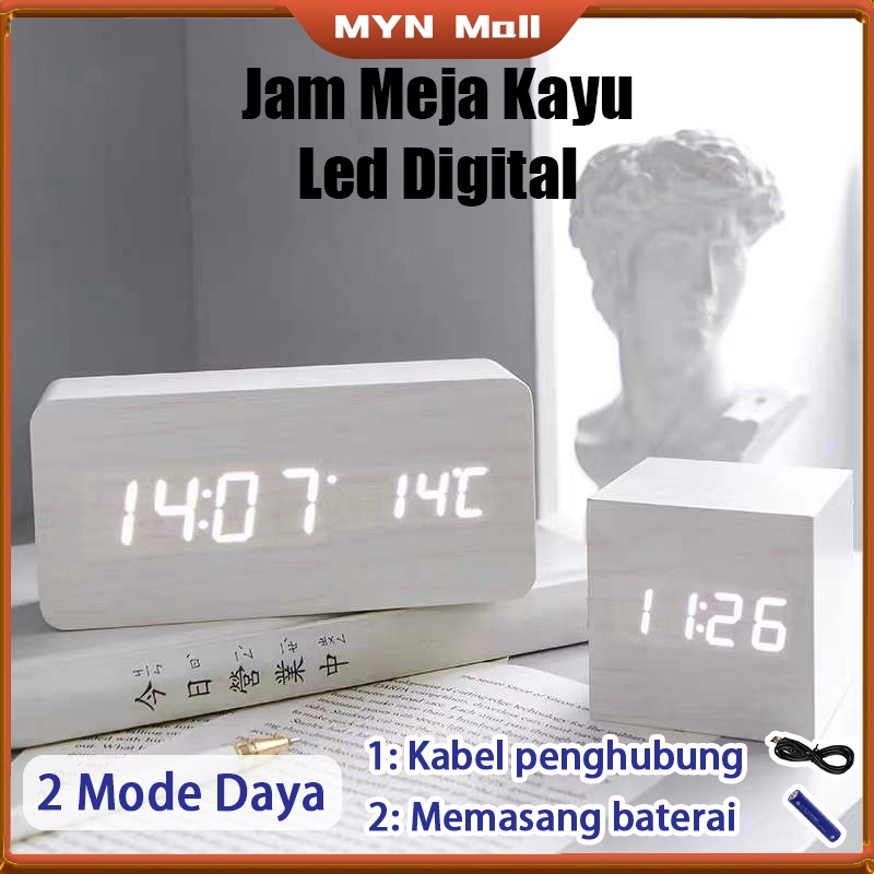 Jual Jam Kayu / Jam Meja Kayu Digital Led / Digital Jam Led / Jam