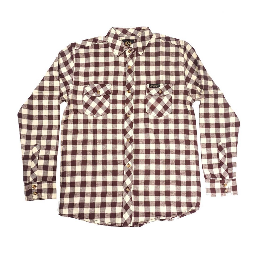 Jual Kemeja Flanel Pria/Kemeja Kotak Coklat Putih | Shopee Indonesia