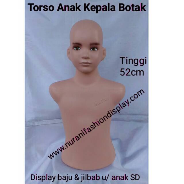 Jual Display Manekin Patung Torso Badan Anak Kepala Botak Gundul Baju