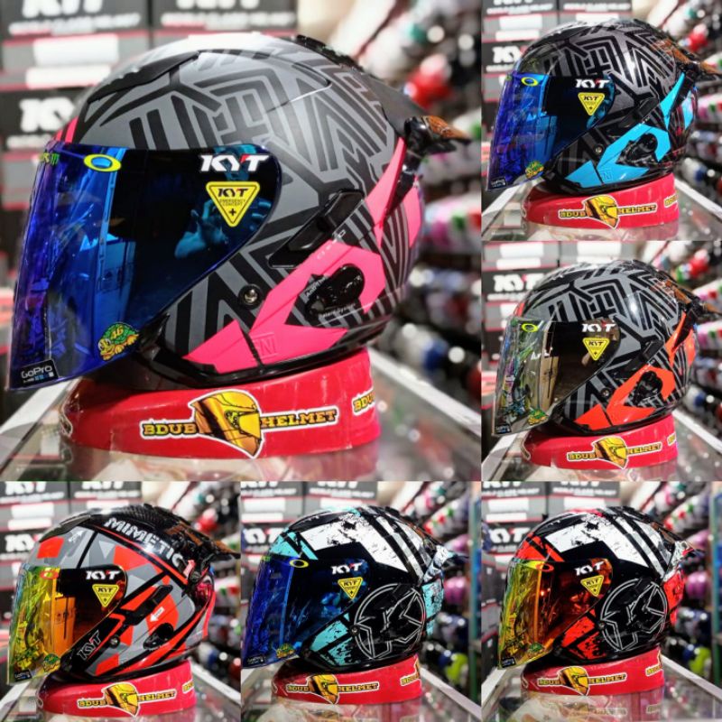 Jual Helm Kyt galaxy slide flat R motif neon matt gorilla grey fuxia