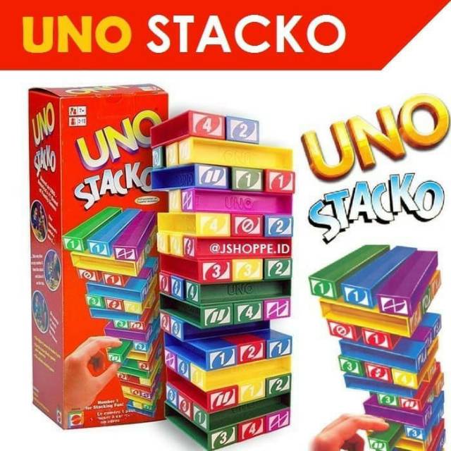 Jual Uno Stacko Mainan Edukasi Anak Balok Susun Tumbling Tower | Shopee Indonesia