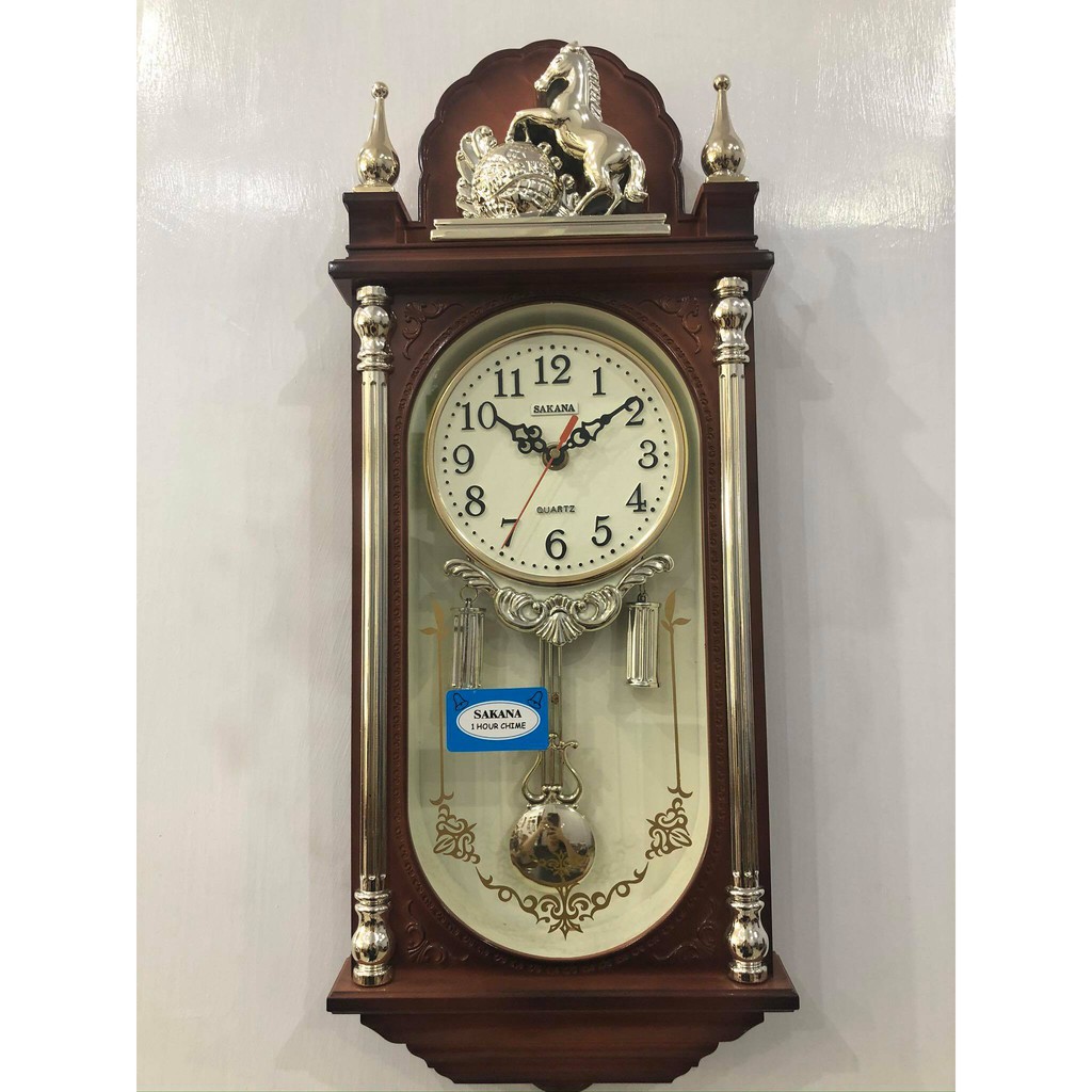 COD Jam Dinding Bandul SAKANA 329 Patung Kuda COKLAT MUDA | Shopee Indonesia