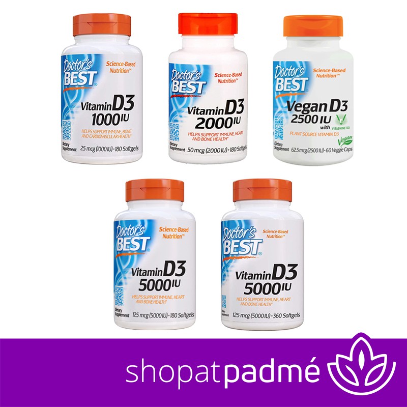 Jual Doctor's best vitamin D3 1000IU 2000IU 2500IU 5000IU 180 360 softgels doctor vegan