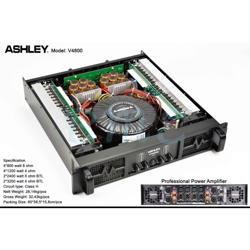 Jual POWER AMPLIFIER ASHLEY V4800 ( 4 CHANNEL ) ORIGINAL Shopee Indonesia