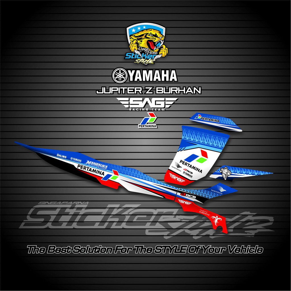 STRIPING STIKER STICKER VARIASI YAMAHA JUPITER Z BURHAN PERTAMINA SAG
