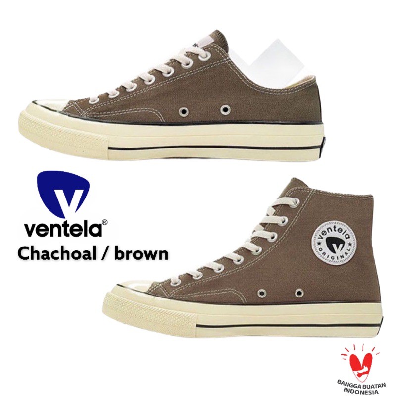 Jual Sepatu Ventela 70S Charcoal Brown Coklat Low & High Original | Shopee Indonesia