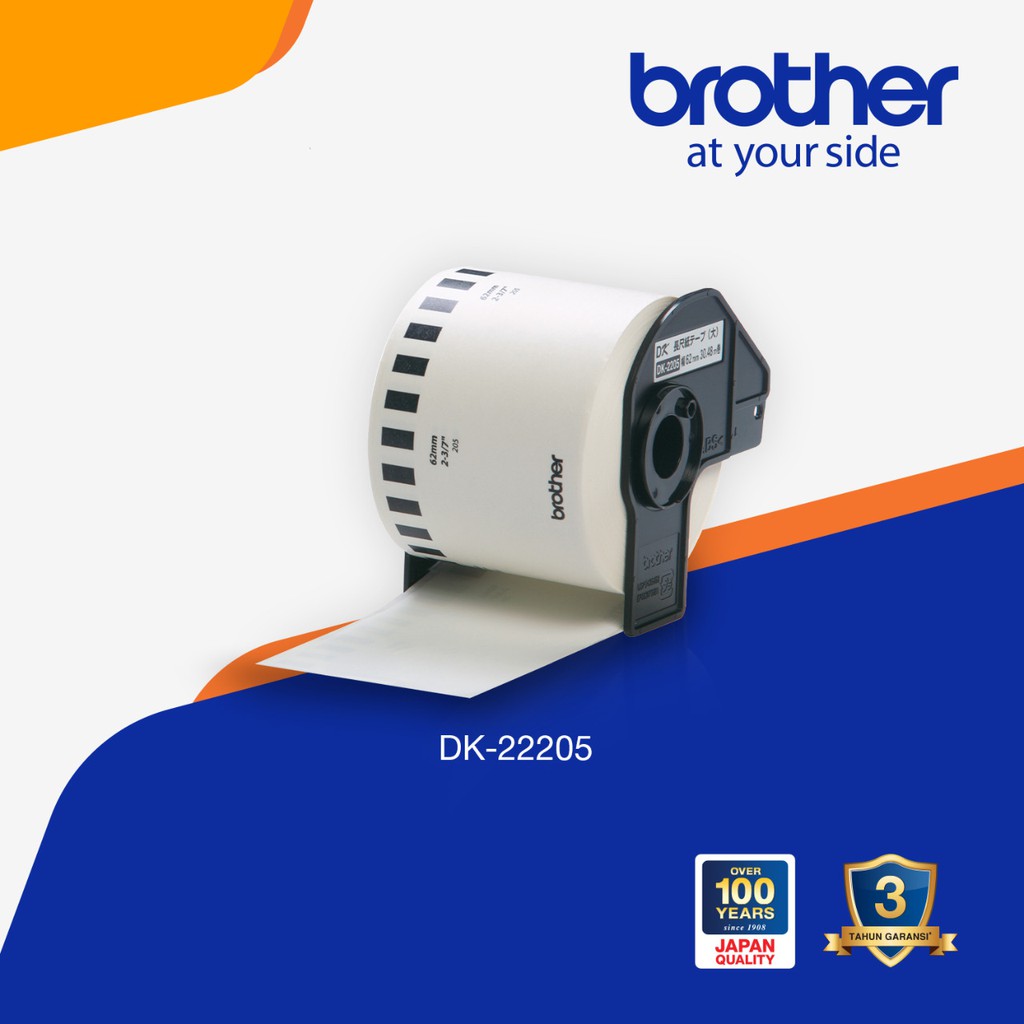 Jual Brother Label Tape DK22205 Continuous Label Roll Black on White
