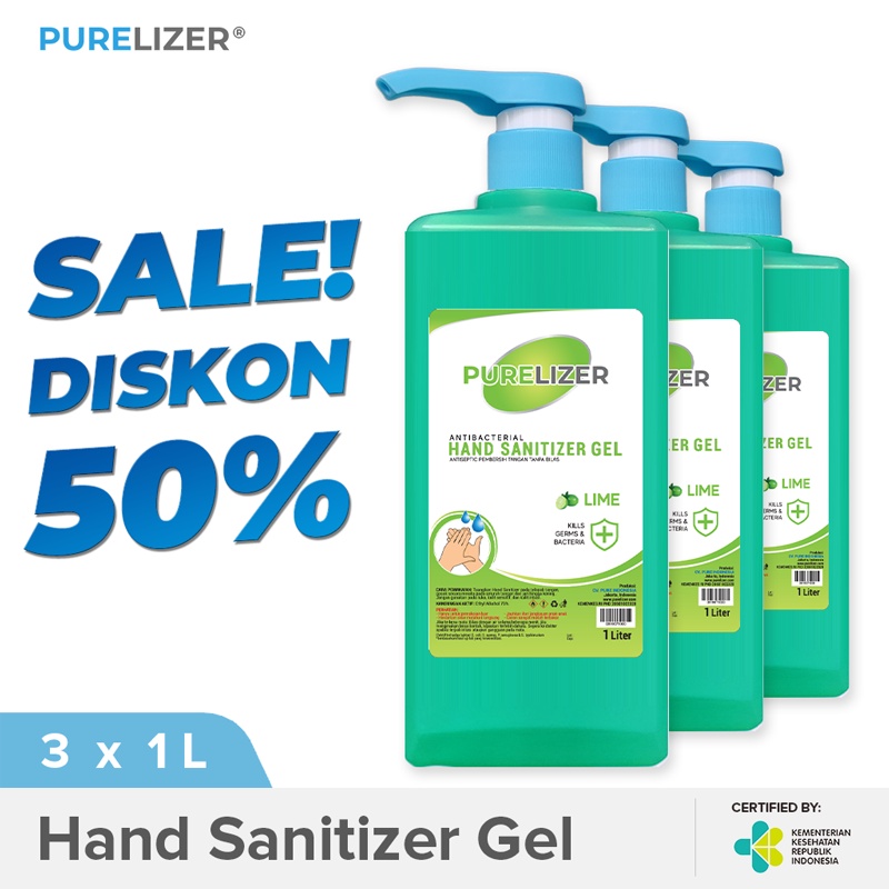 Jual Hand Sanitizer Gel 3 Liter Purelizer 3L Handsanitizer 1000Ml X3 Pcs | Shopee Indonesia