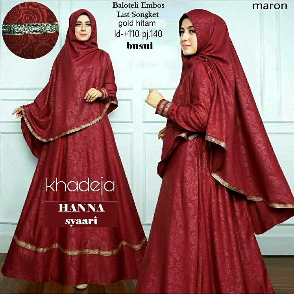 Gamis Hitam Jilbab Gold Hijab Muslimah