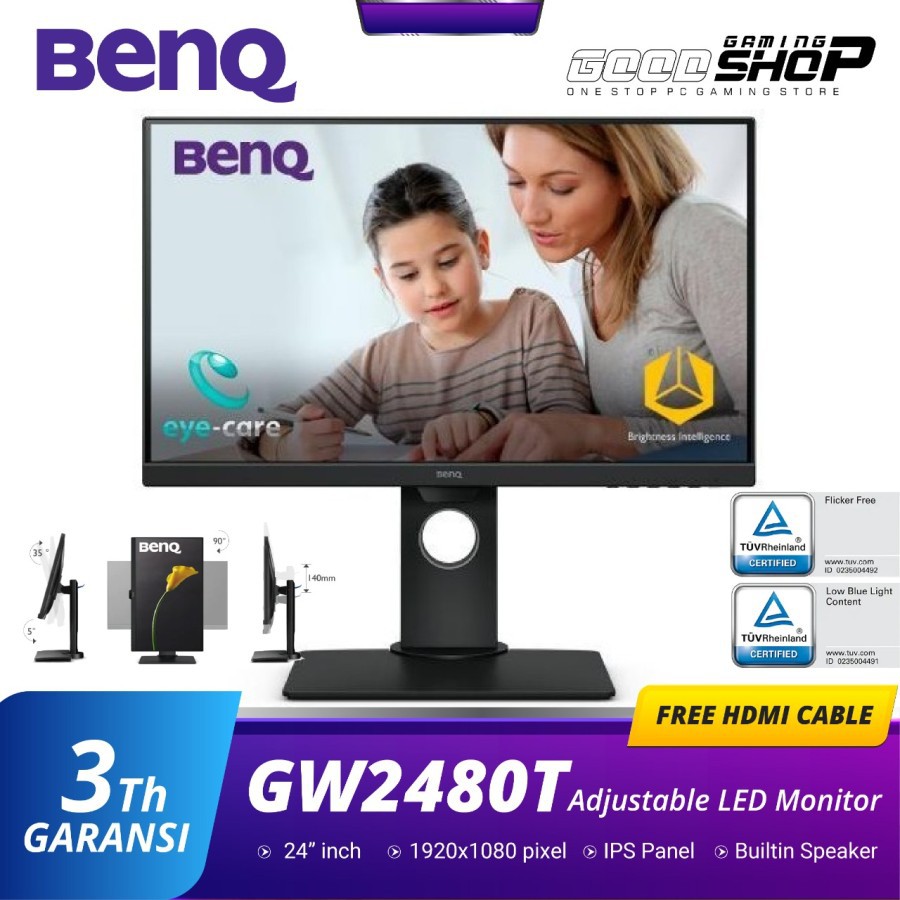 Jual Benq 24Inch Gw2480T Ips Full Hd Eye Care Height Adjustable Led Monitor Indonesia|Shopee Indonesia