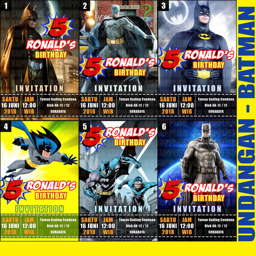 UNDANGAN ULTAH TEMA BATMAN , SUPERMAN Shopee Indonesia