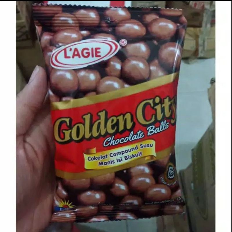 Jual Lagie Golden City Chocolate Balls - Coklat Bulat Isi Biskuit 75 Gr | Shopee Indonesia
