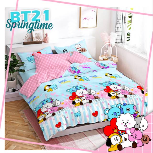 sprei katun lokal BTS BT21 cantik untuk para kpopers