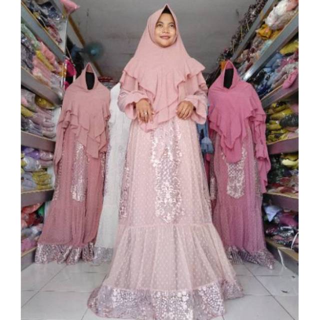 30+ Trend Terbaru Gamis Tile Polkadot Rise Upon Stars