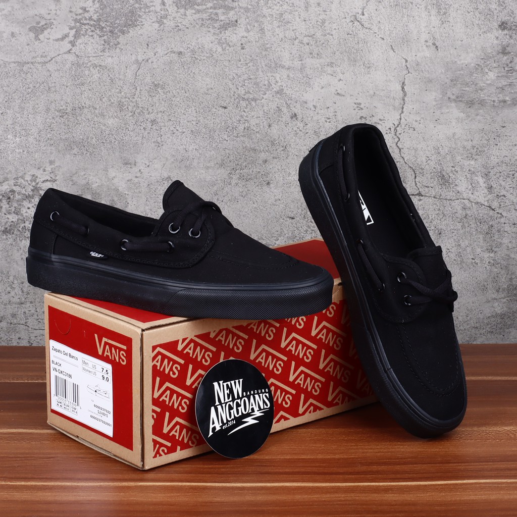 Sepatu Vans Zapato Japato Full All Black Hitam Polos Sneakers Pria