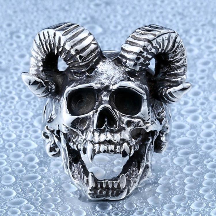 SEUSUK Cincin Gothic Desain Kepala Tengkorak Gaya Gothic