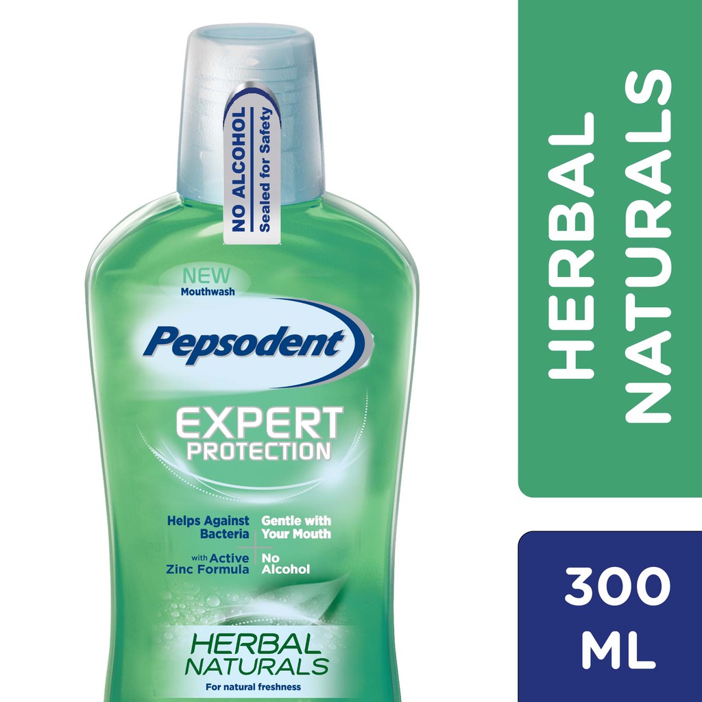 Jual Pepsodent Mouthwash Expert Protection Herbal Natural 300 ml