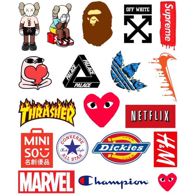 Jual sticker pack branded brand terkenal hits hypebeast helm laptop