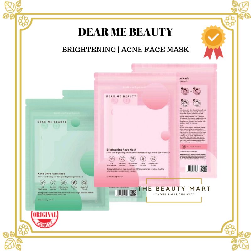 Jual Dear Me Beauty Face Mask Brightening Face Mask Acne Face Mask