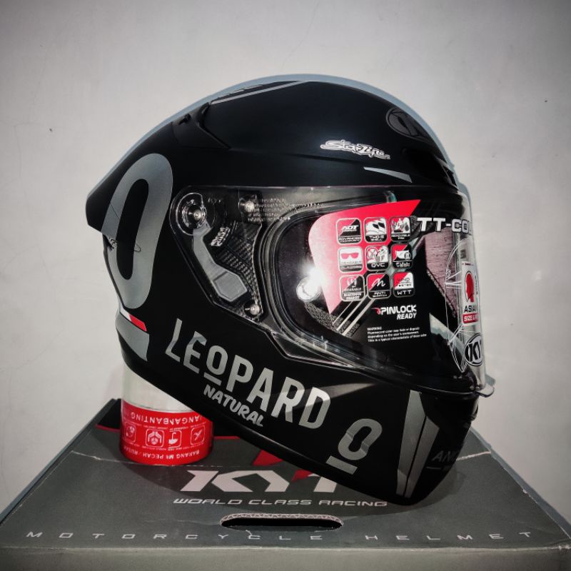 Jual Helm KYT TT Course BLACK Matte DOFF Striping Sticker LEOPARD DALLA