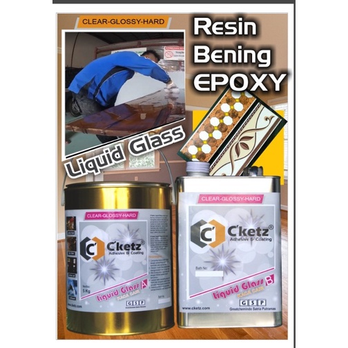 Jual Liquid Glass atau cairan Resin bening EPOXY 7,5 kg (5 kg part A + 2,5 kg part B) Shopee