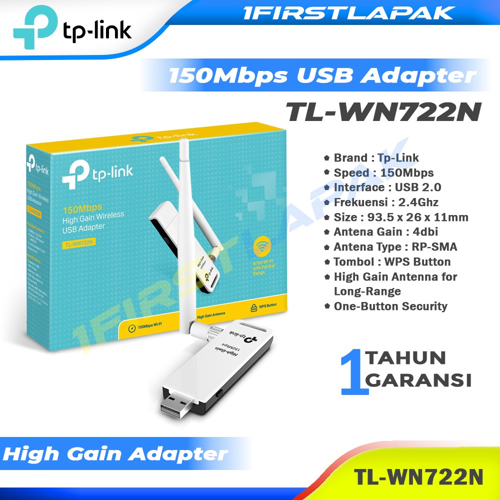 Wireless USB Adapter TPLink TLWN722N 150Mbps Wifi USB