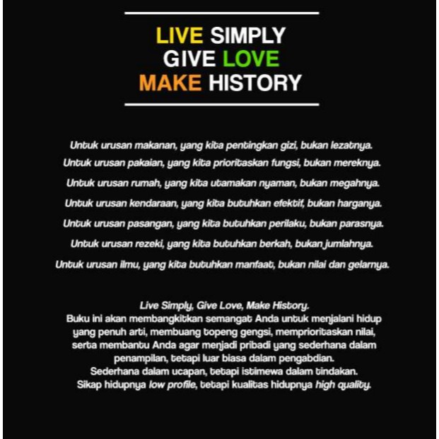 Live Simply Give Love Make History ( Ahmad Rifa&rsquo;i Rif&rsquo;an ) | Shopee  Indonesia