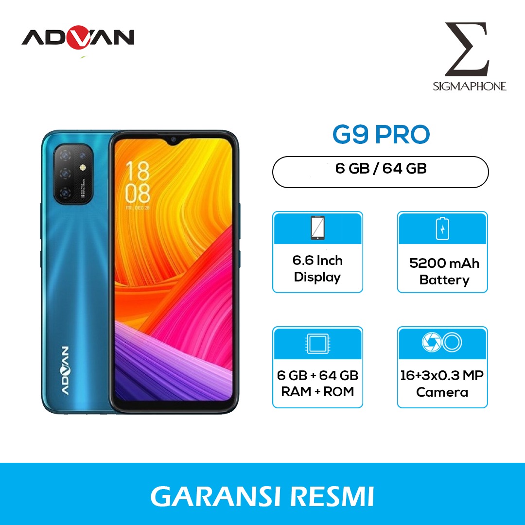 ADVAN G9 PRO 4K GAMING RAM 6GB/64GB HD+ 6.6 INCH QUAD CORE CAMERA HP
