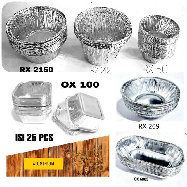 DAPURMAMI 25 Pcs Aluminium Foil Tray Cup kotak OX 100 OX 250 Shopee